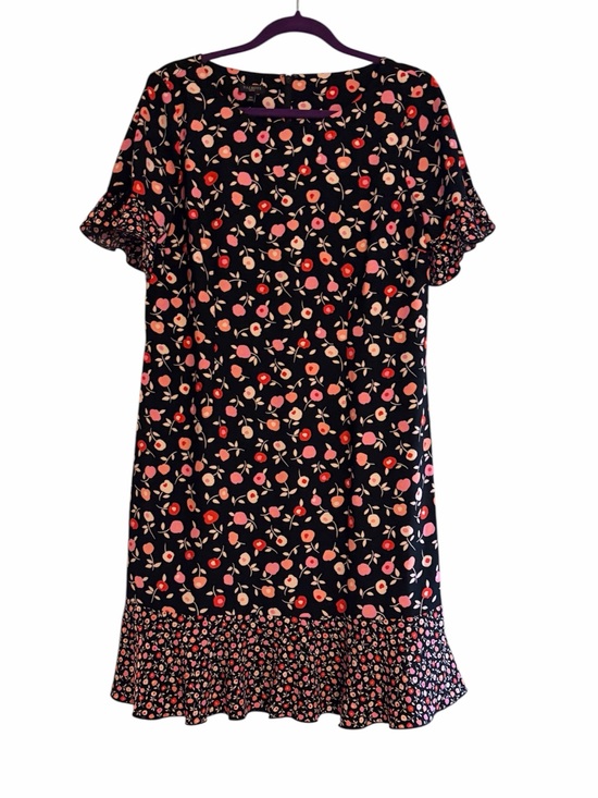 Talbots Dresses & Skirts - Talbots Floral Flounce Hem Dress Pink Red Black Ruffle Sleeve‎ 10P Petite